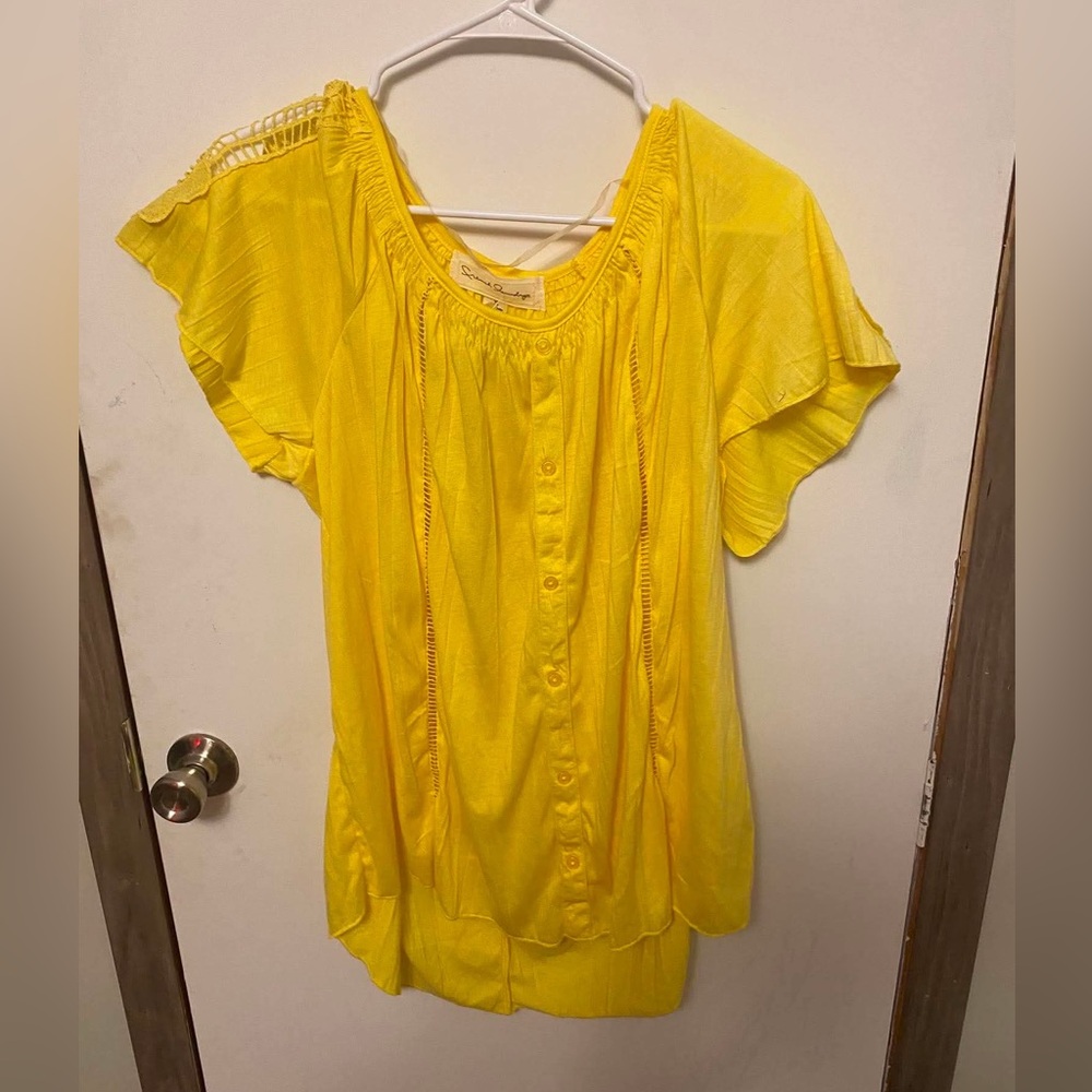 French Laundry Sunny Yellow Button-Front Blouse